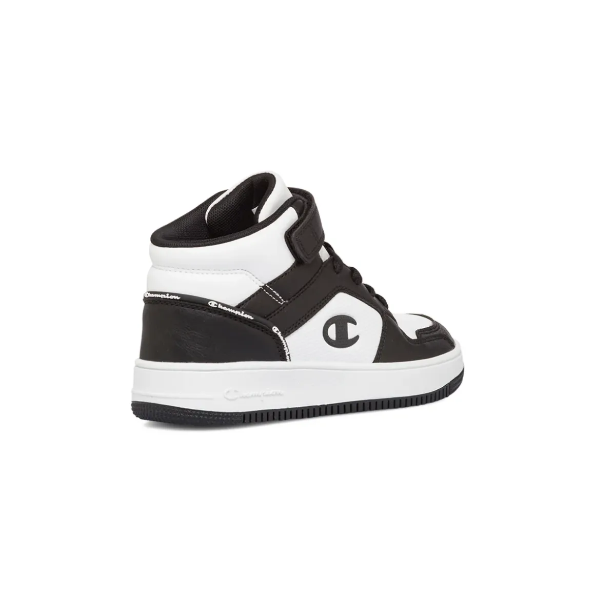 Sneakers alte da ragazzo bianche e nere con logo Champion Rebound 2.0 Mid