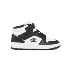 Sneakers alte da ragazzo bianche e nere con logo Champion Rebound 2.0 Mid