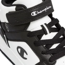 Sneakers alte da ragazzo bianche e nere con logo Champion Rebound 2.0 Mid
