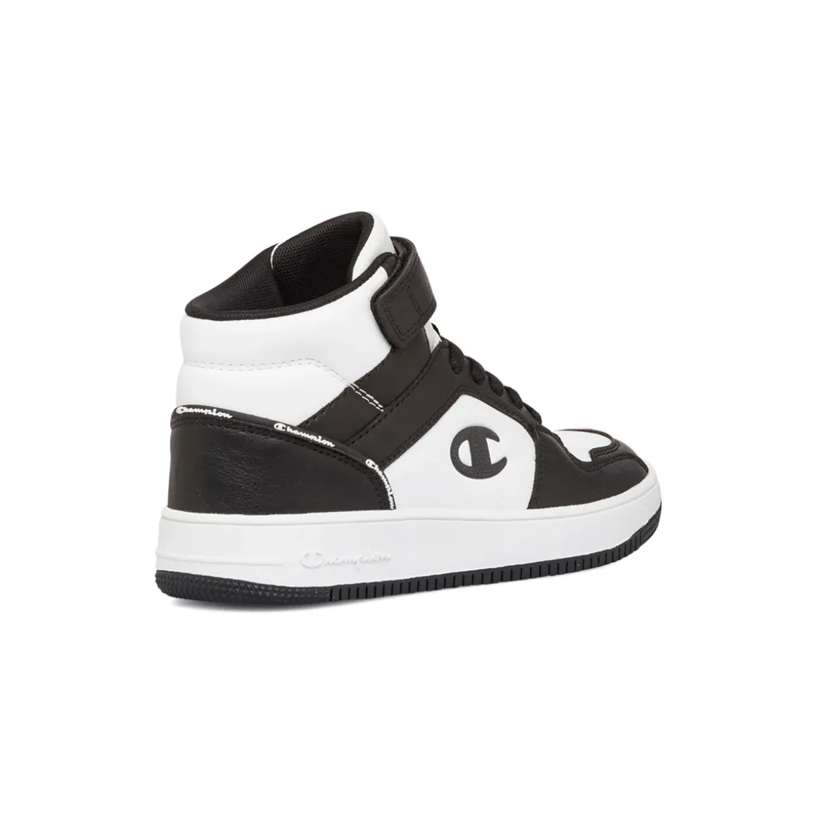 Sneakers alte da ragazzo bianche e nere con logo Champion Rebound 2.0 Mid