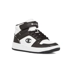 Sneakers alte da ragazzo bianche e nere con logo Champion Rebound 2.0 Mid