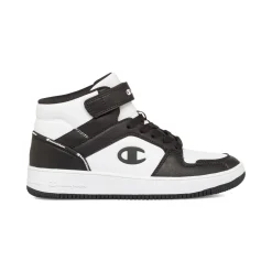Sneakers alte da ragazzo bianche e nere con logo Champion Rebound 2.0 Mid