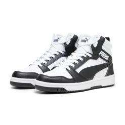 Sneakers alte da uomo bianche e nere con dettagli grigi Puma Rebound V6
