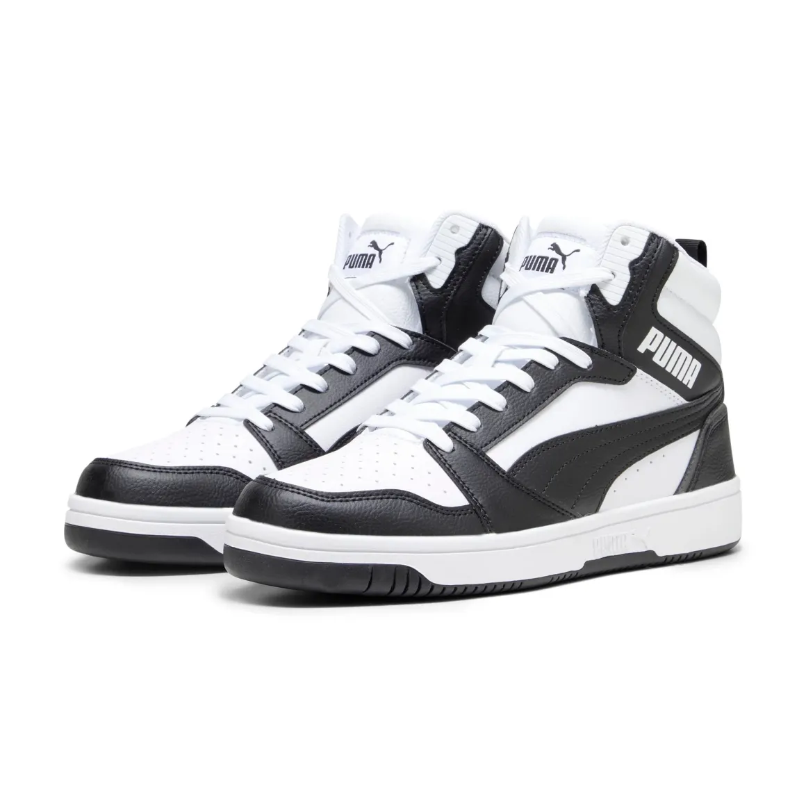 Sneakers alte da uomo bianche e nere con dettagli grigi Puma Rebound V6