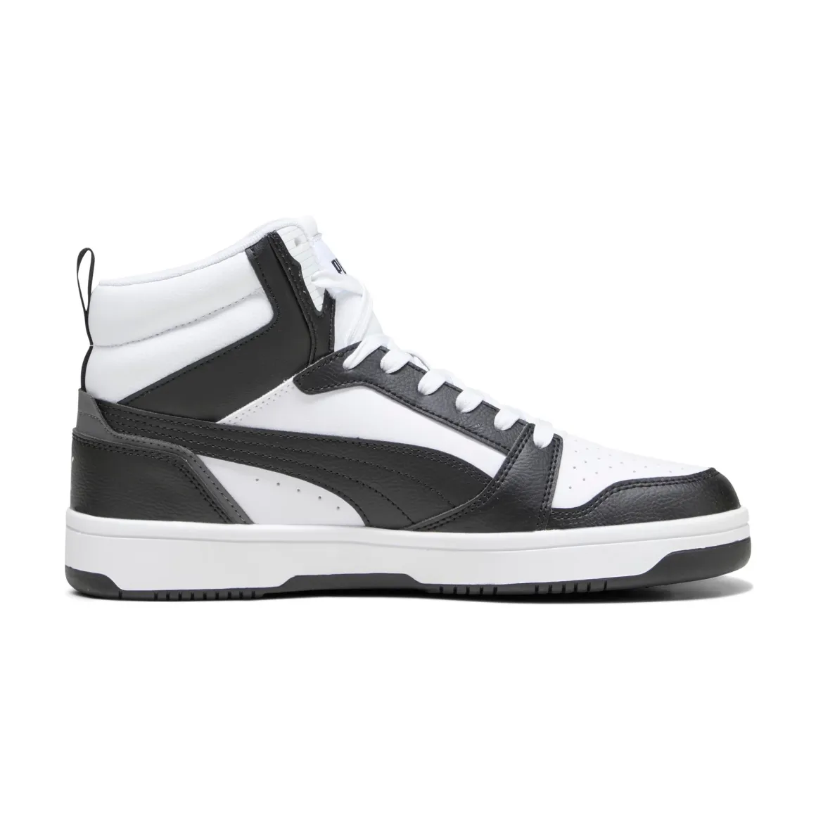 Sneakers alte da uomo bianche e nere con dettagli grigi Puma Rebound V6