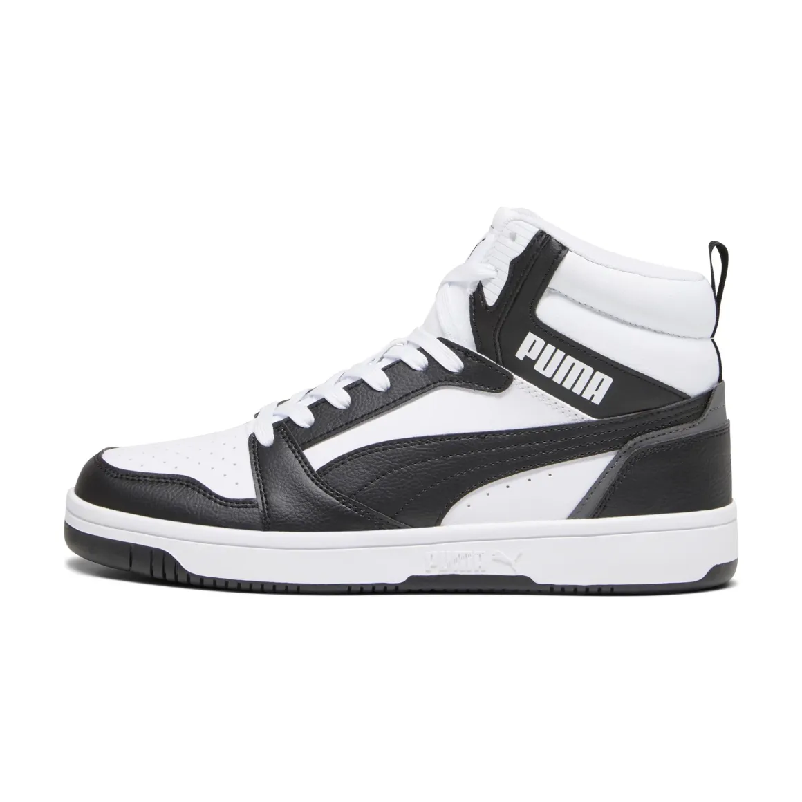 Sneakers alte da uomo bianche e nere con dettagli grigi Puma Rebound V6