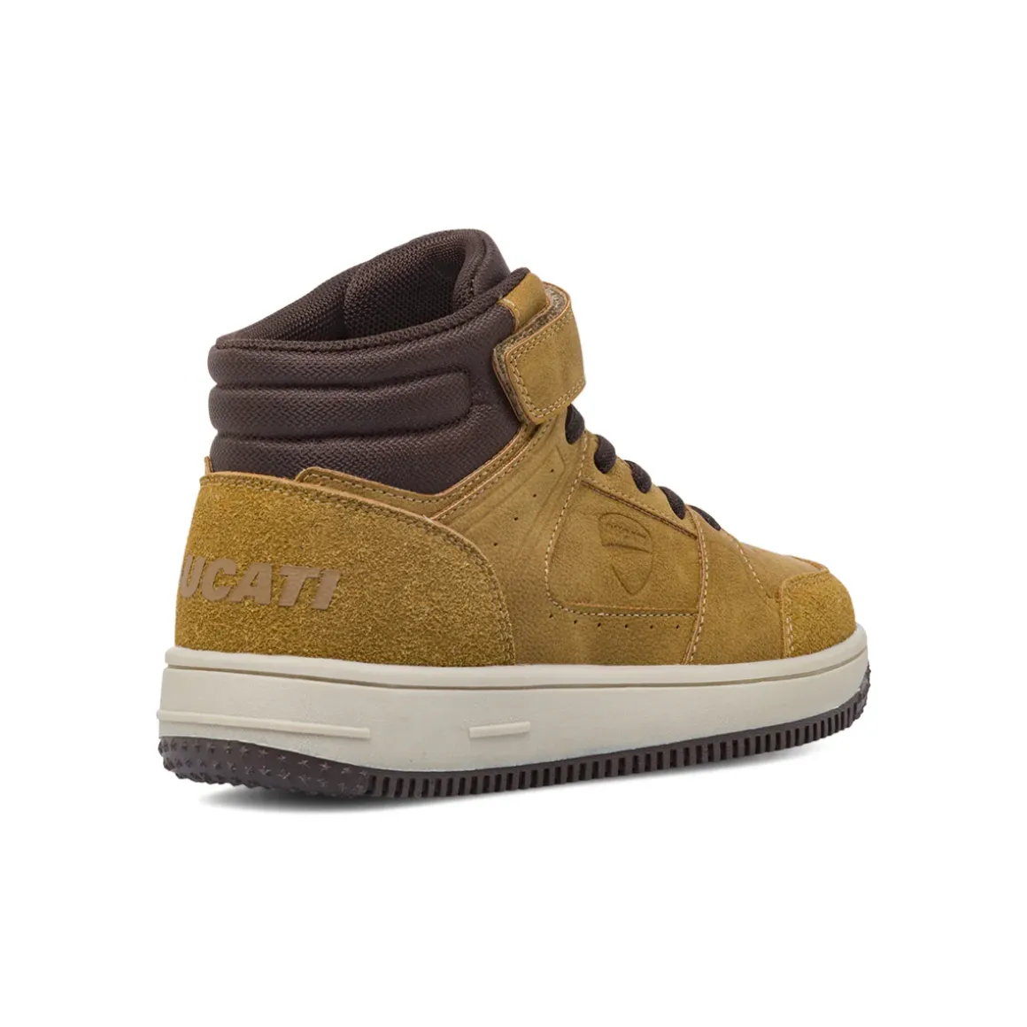 Sneakers alte ocra con dettagli marroni e strappo da Bambino Ducati