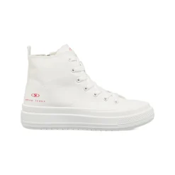 Sneakers alte platform da donna bianche in tessuto Swish Jeans