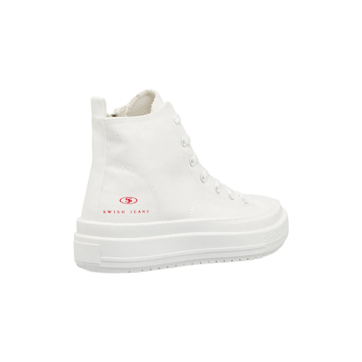 Sneakers alte platform da donna bianche in tessuto Swish Jeans