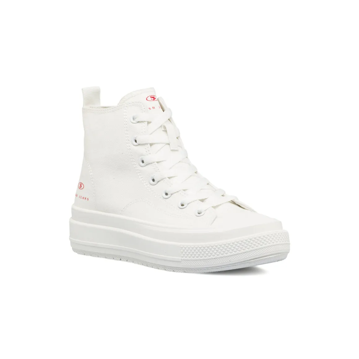 Sneakers alte platform da donna bianche in tessuto Swish Jeans