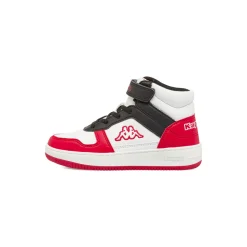 Sneakers alte ragazzo Kappa bianche nere e rosse con strappo in velcro