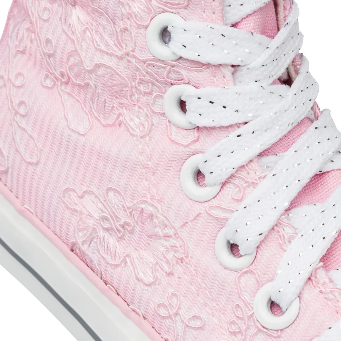 Sneakers alte rosa da Bambina con dettagli floreali Le scarpe di Alice