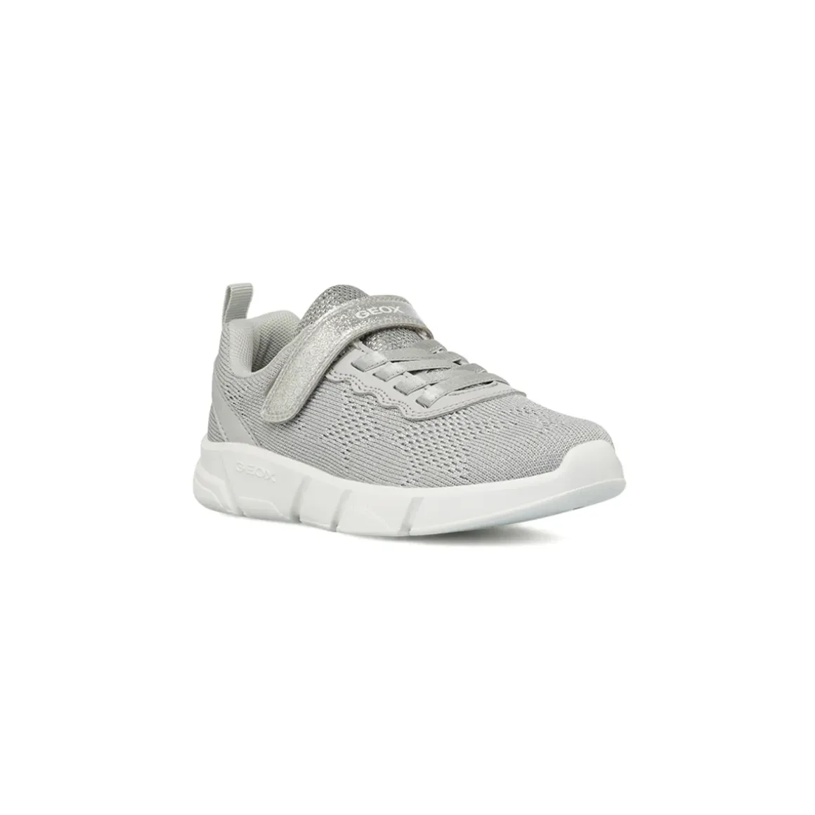 Sneakers argento da Bambina con chiusura a strappo e suola traspirante Geox