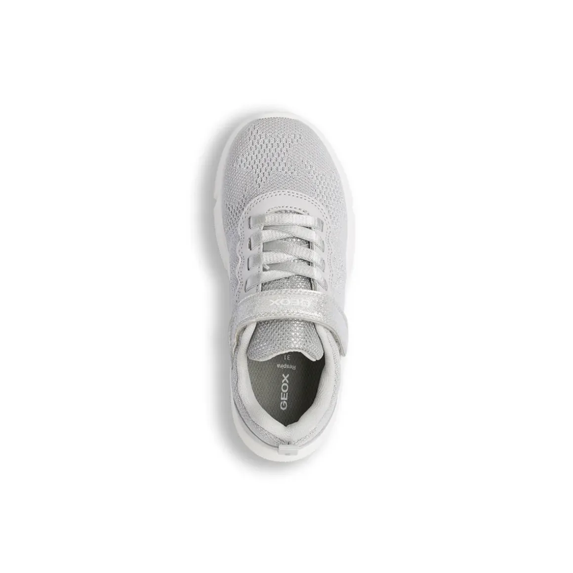 Sneakers argento da Bambina con chiusura a strappo e suola traspirante Geox