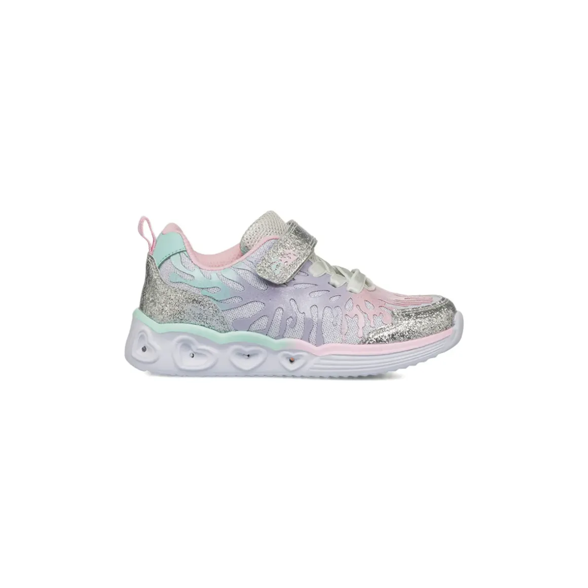 Sneakers Bambina argento con dettagli glitter e luci Le scarpe di Alice