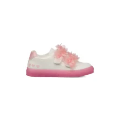 Sneakers Bambina bianche con fiocchi rosa e suola glitterata Le Scarpe di Alice