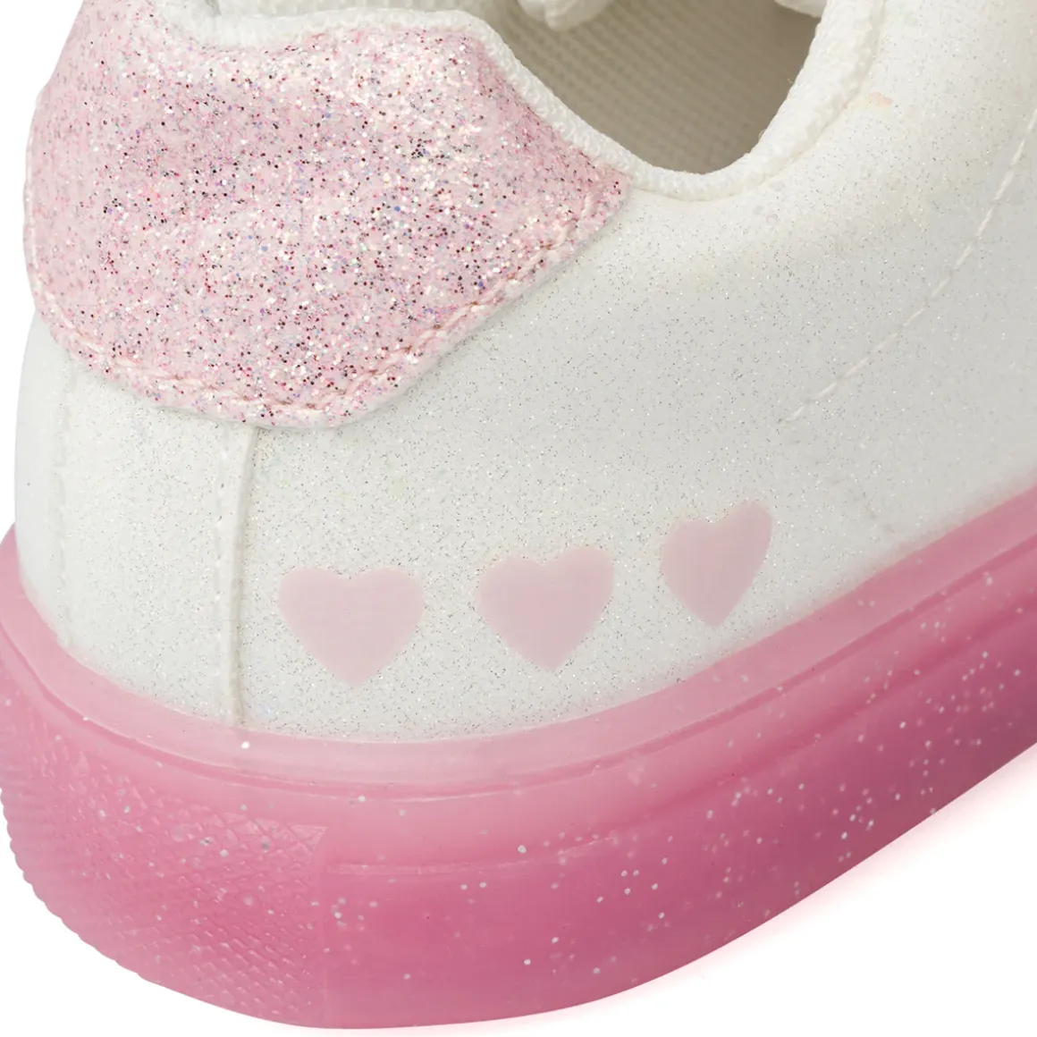 Sneakers Bambina bianche con fiocchi rosa e suola glitterata Le Scarpe di Alice