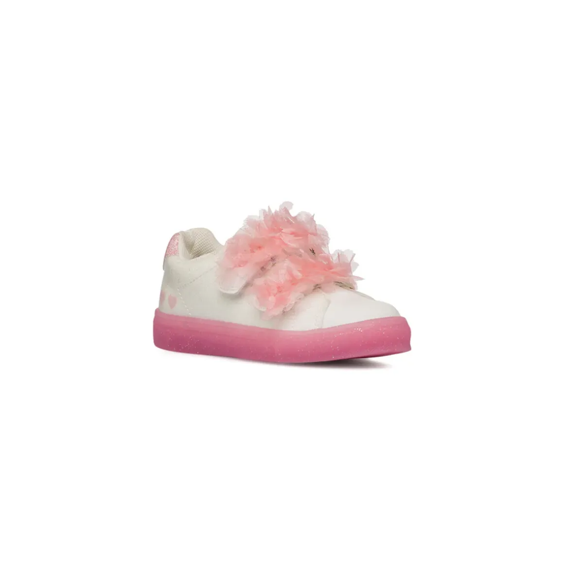 Sneakers Bambina bianche con fiocchi rosa e suola glitterata Le Scarpe di Alice