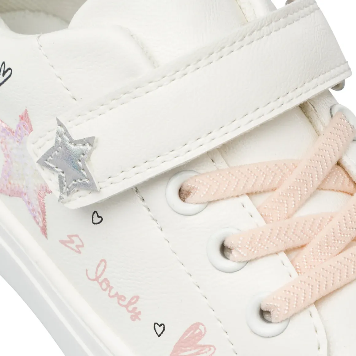 Sneakers Bambina bianche con stelle glitterate Le Scarpe di Alice