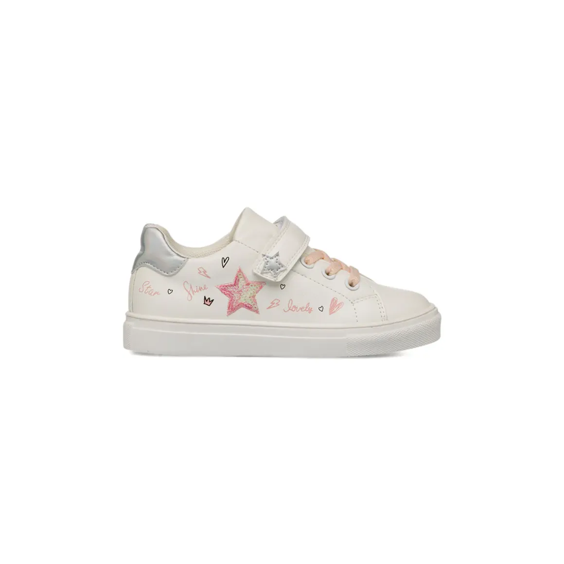 Sneakers Bambina bianche con stelle glitterate Le Scarpe di Alice