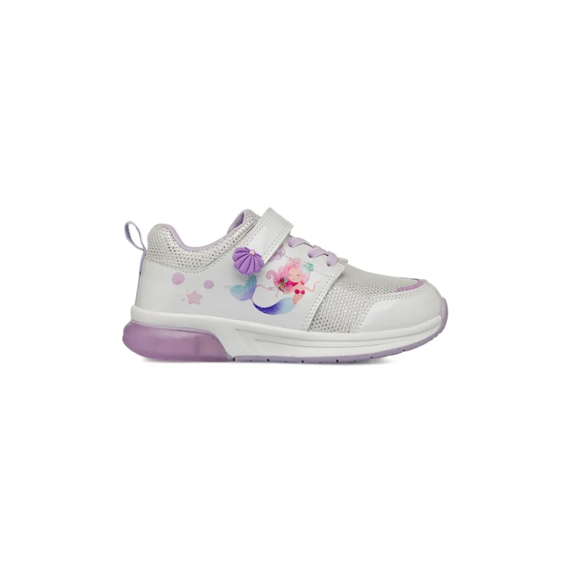 Sneakers Bambina bianche e lilla con luci nella suola Le Scarpe di Alice