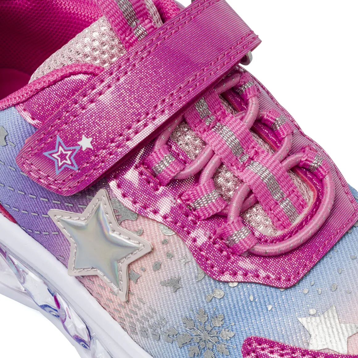 Sneakers Bambina fucsia con stampa stelle e luci nella suola Dieci Baci