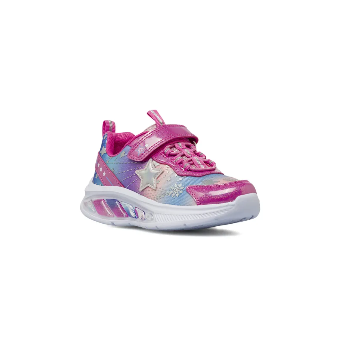 Sneakers Bambina fucsia con stampa stelle e luci nella suola Dieci Baci