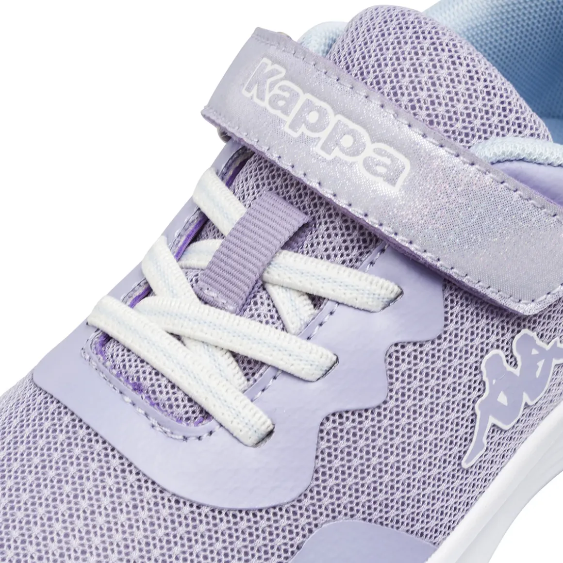 Sneakers bambina lilla Kappa in tessuto con strappo in velcro glitter