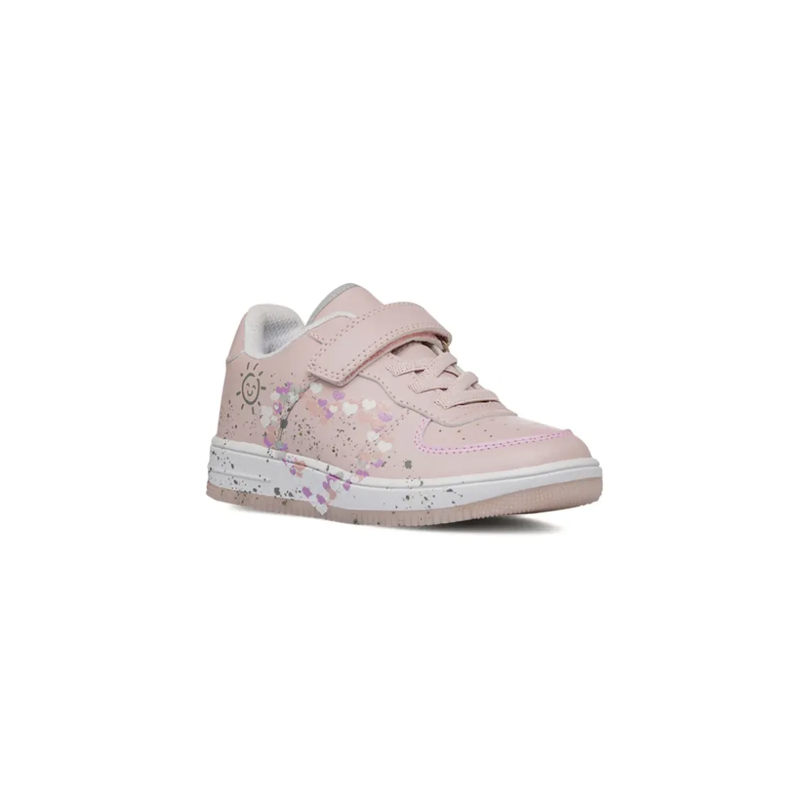 Sneakers Bambina rosa con cuori e dettagli glitterati Dieci Baci