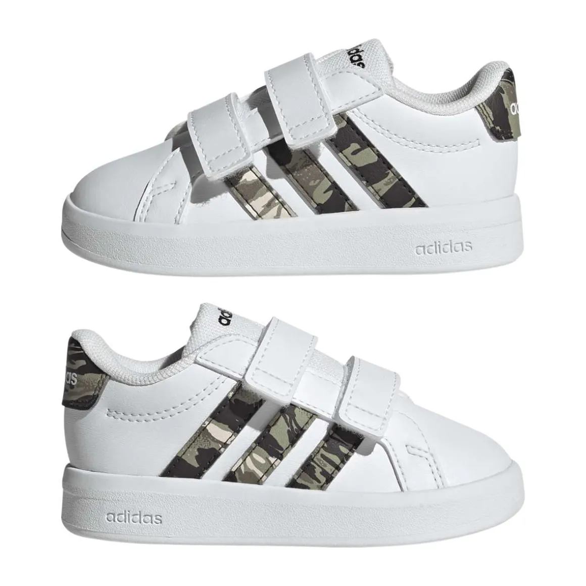 Sneakers Bambino bianche con inserti camouflage adidas Grand Court 3.0
