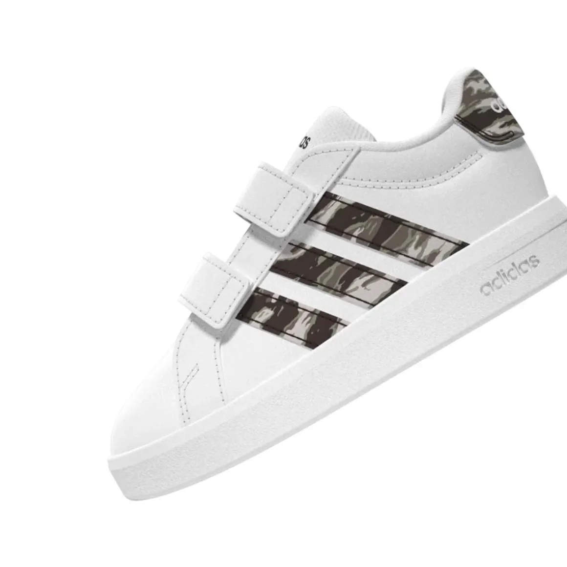 Sneakers Bambino bianche con inserti camouflage adidas Grand Court 3.0