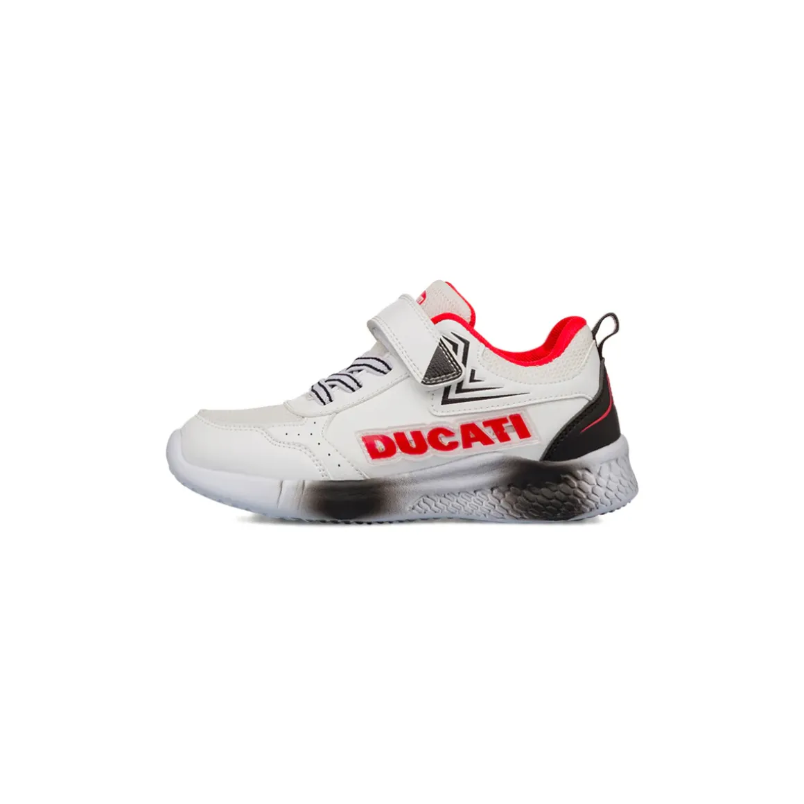 Sneakers Bambino bianche e nere con luci nella tomaia Ducati