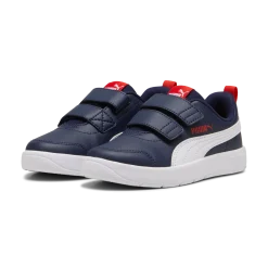 Sneakers bambino blu con dettagli rossi Puma Courtflex v3
