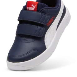 Sneakers bambino blu con dettagli rossi Puma Courtflex v3