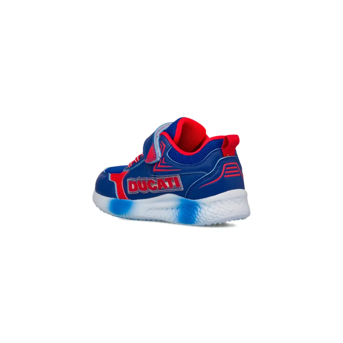 Sneakers Bambino blu e rosse con luci nella tomaia Ducati
