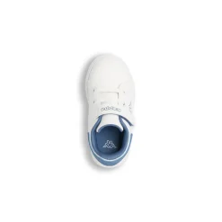 Sneakers bambino Kappa bianche con dettagli blu e chiusura a velcro