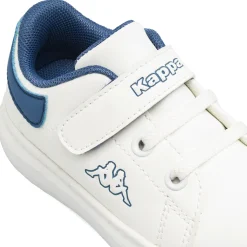Sneakers bambino Kappa bianche con dettagli blu e chiusura a velcro