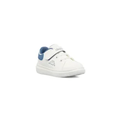 Sneakers bambino Kappa bianche con dettagli blu e chiusura a velcro
