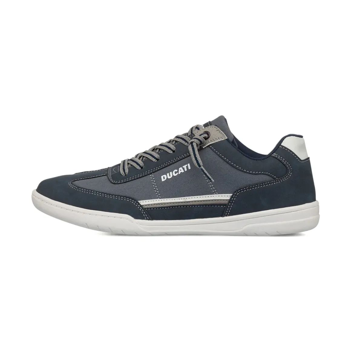 Sneakers basse blu con dettagli a contrasto da Uomo e logo laterale Ducati