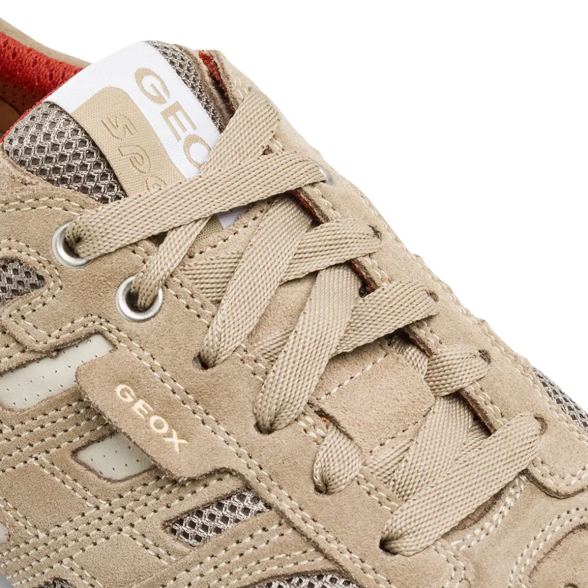 Sneakers beige da Uomo effetto suede con suola traspirante Geox