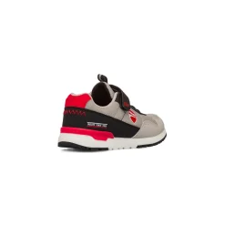 Sneakers beige e nere in tessuto da bambino con logo Ducati