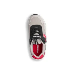 Sneakers beige e nere in tessuto da bambino con logo Ducati