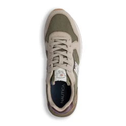 Sneakers beige e verde militare da Uomo con logo Nautica
