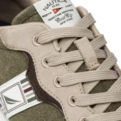 Sneakers beige e verde militare da Uomo con logo Nautica