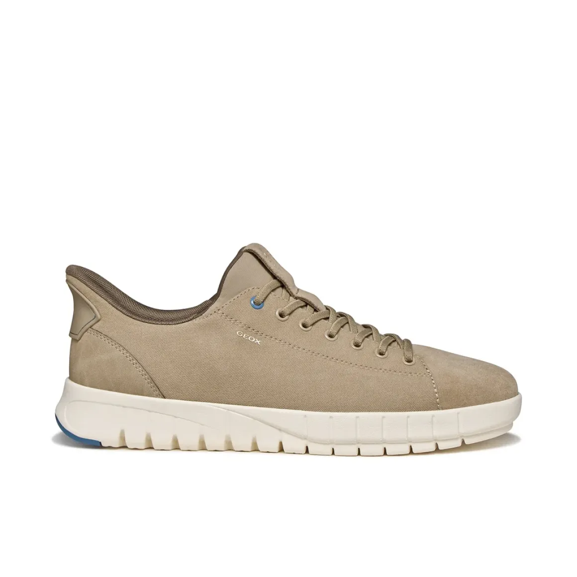 Sneakers Beige Uomo effetto scamosciato con suola traspirante Geox Fast In