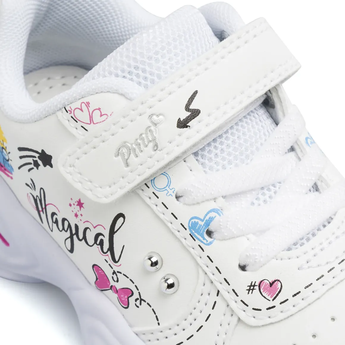 Sneakers bianche Bambina con grafiche colorate e strappo Primigi