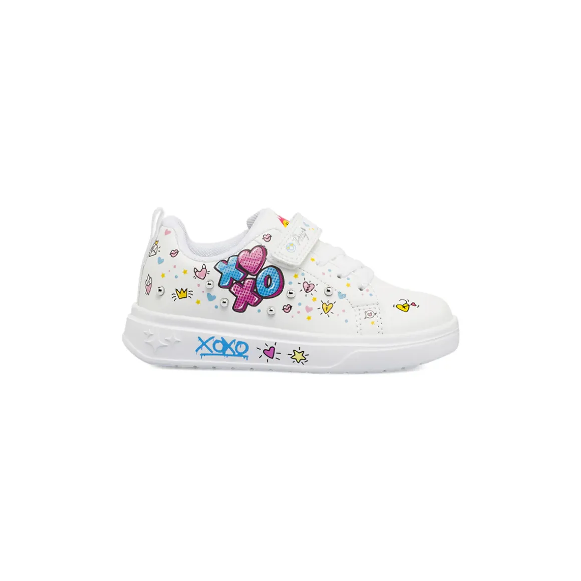 Sneakers Bianche Bambina con grafiche pop colorate e borchie Primigi