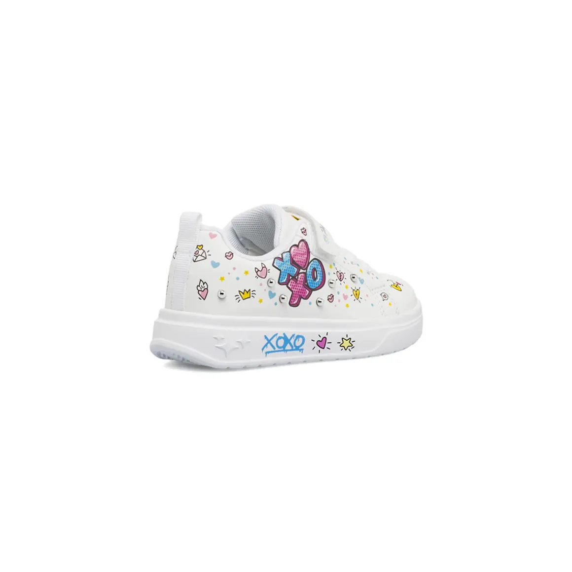 Sneakers Bianche Bambina con grafiche pop colorate e borchie Primigi