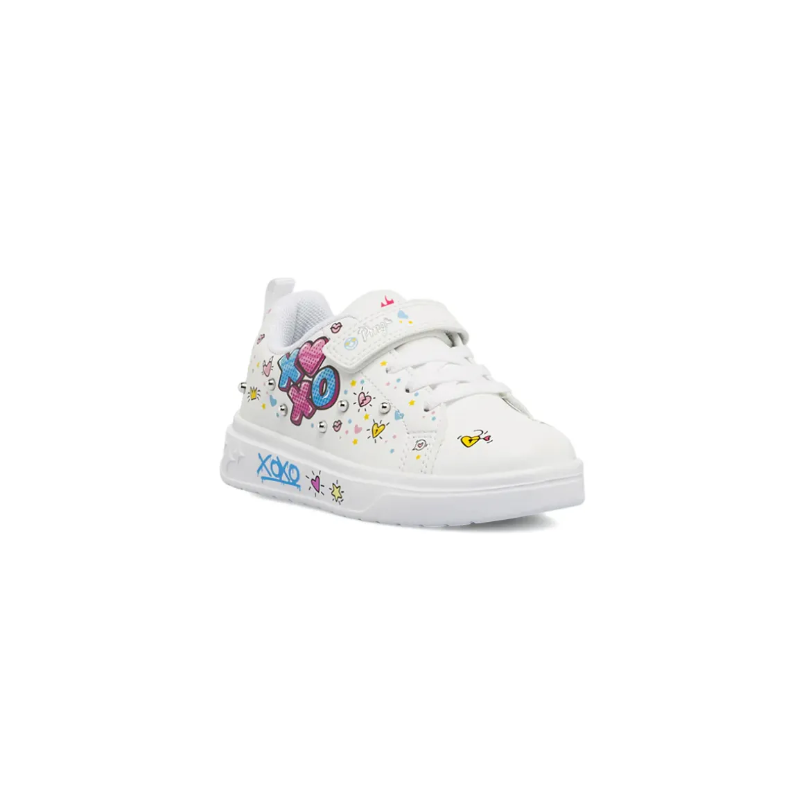 Sneakers Bianche Bambina con grafiche pop colorate e borchie Primigi