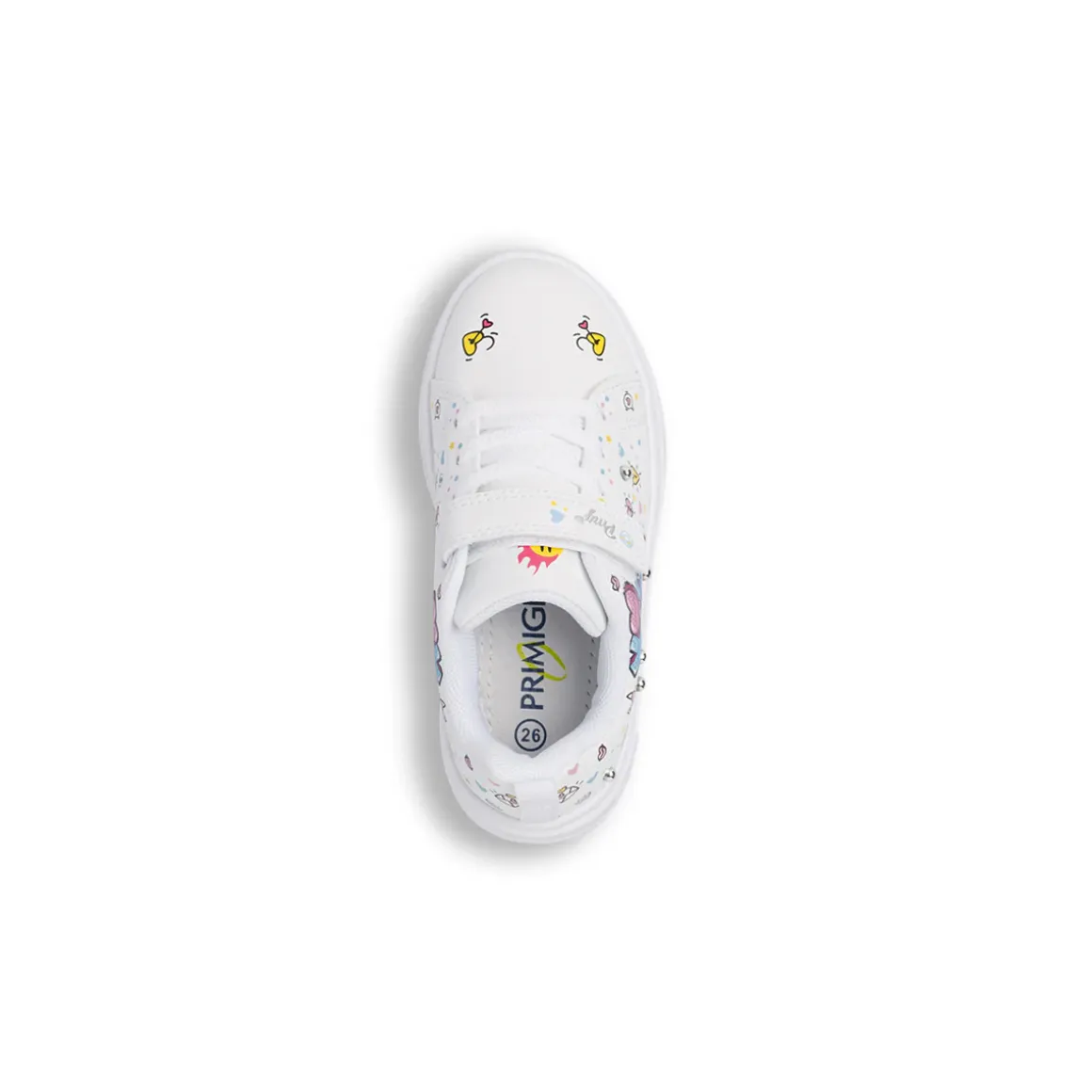 Sneakers Bianche Bambina con grafiche pop colorate e borchie Primigi